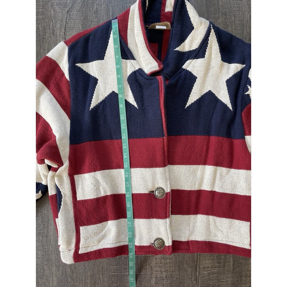 Vintage Painted Pony Patriotic USA Flag Tapestry Woven Jacket Womens One Size - Picture 10 of 10